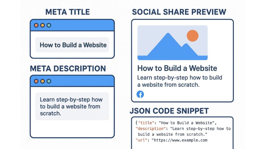 Support section explaining titles, OG, Twitter, JSON-LD.