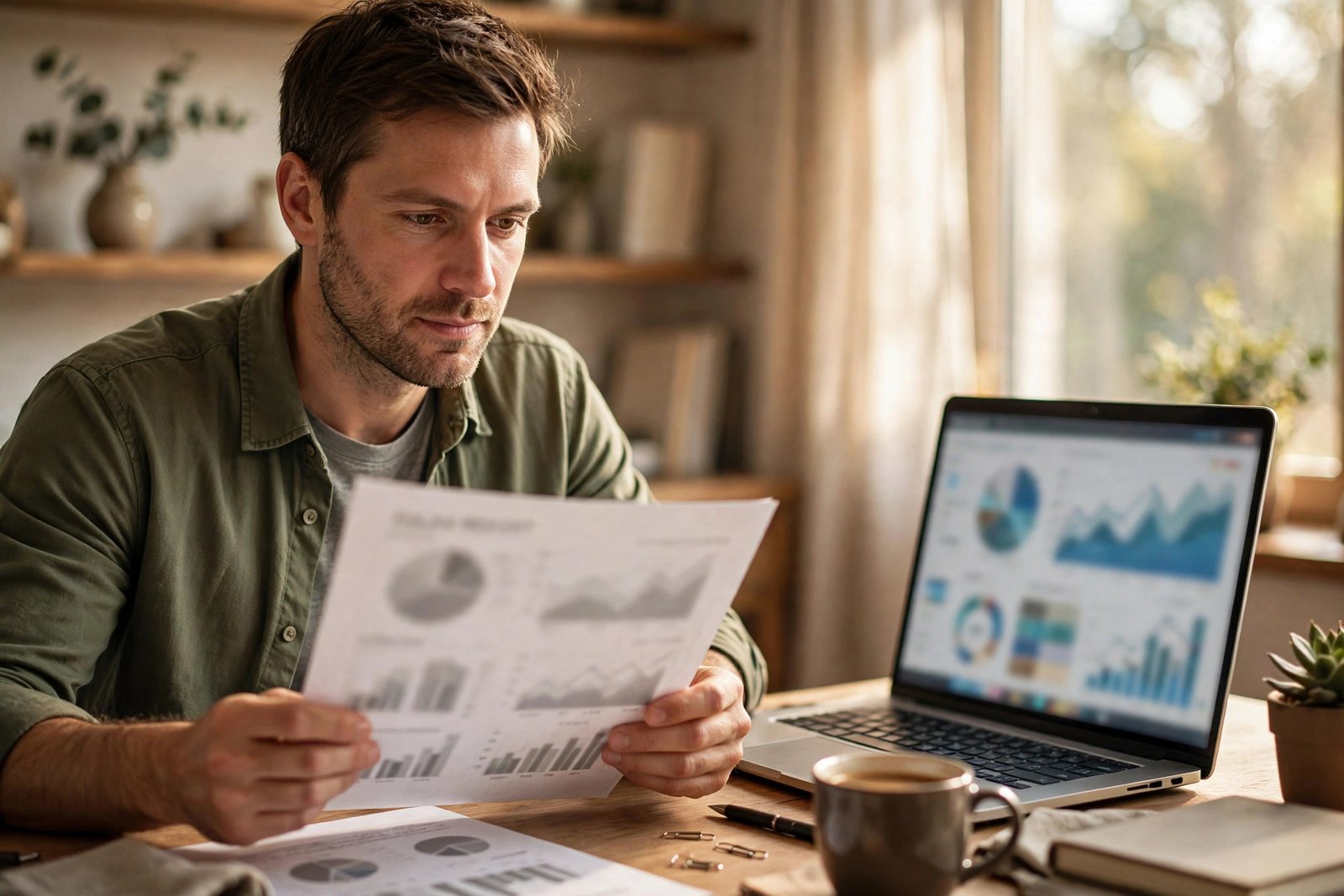 Man reviewing demand forecast reports from ai inventory management software
