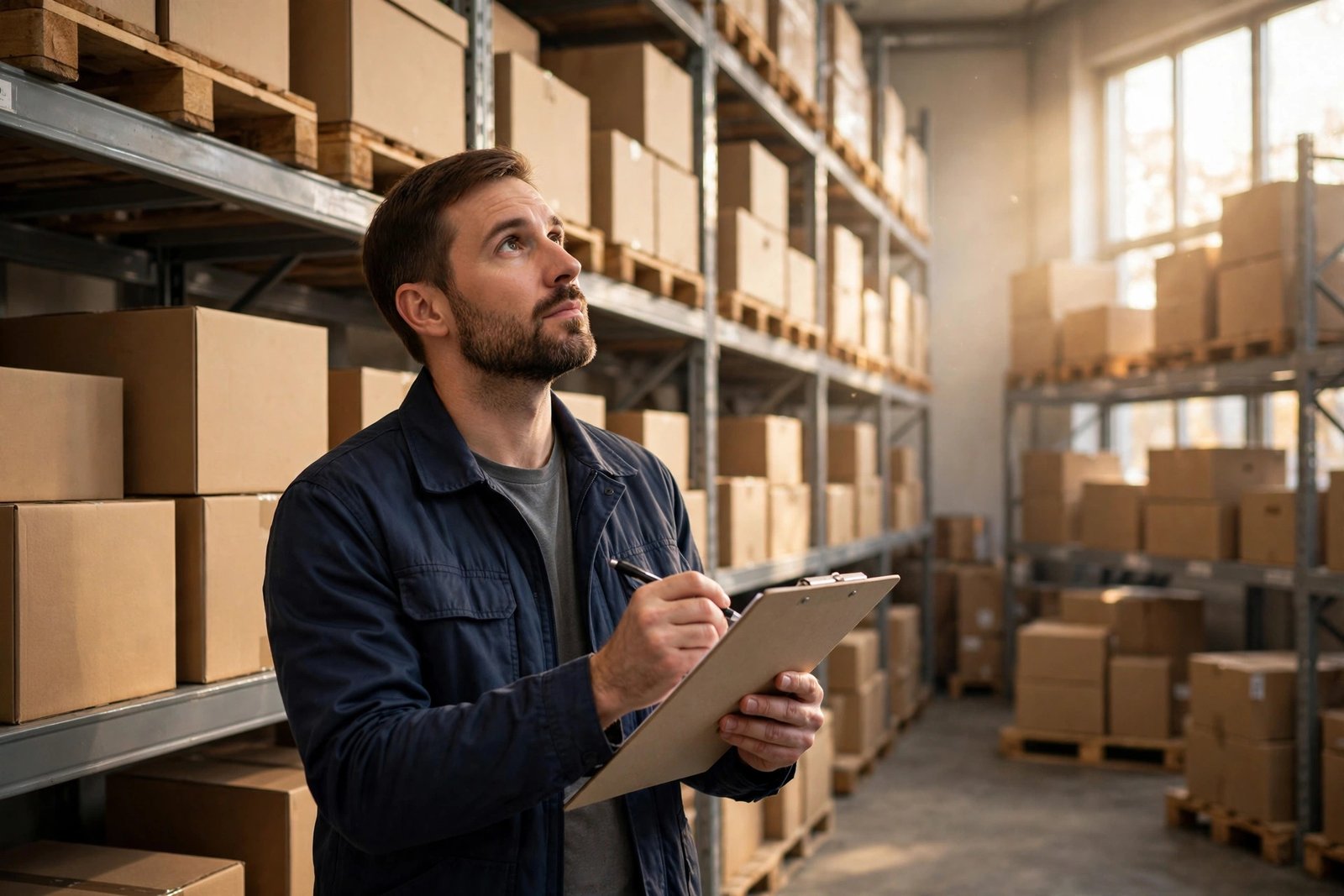 Man doing a physical stock count to keep ai inventory management software data accurate