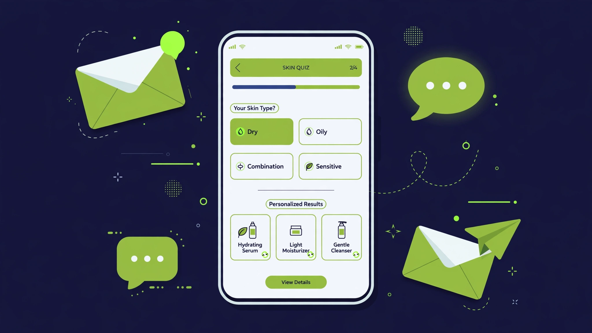 Quiz funnel with personalized product recommendations