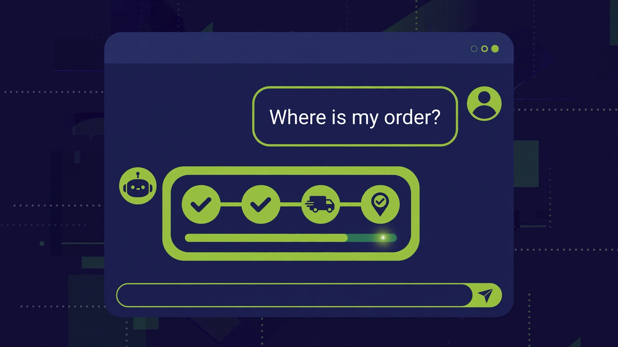 Chatbot answering a where-is-my-order query with live tracking