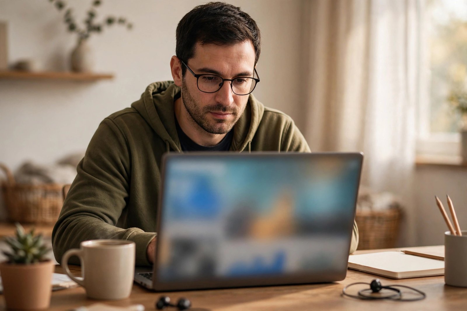 Man reviewing which products his store's AI product recommendations are suggesting to shoppers